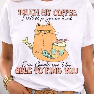 Women Trendy Graphic Tee Mom Life Coffee Lover Cute Chaos Gift Shirt funny cat